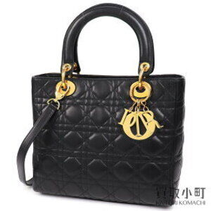 Dior Lady Classic Handbag Cannage Stitch Black Lambskin LADYDIOR Noir Black